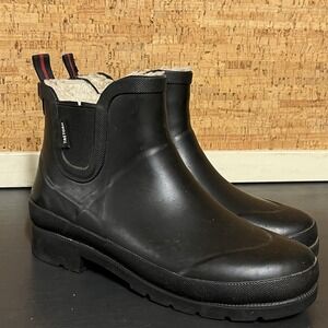 Tretorn Lina Women's‎ Waterproof Chelsea Rain Boots Faux Fur Lined Black Size 9M